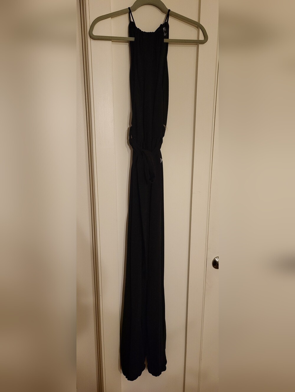 Black Sleeveless Jumpsuit with Waist Tie